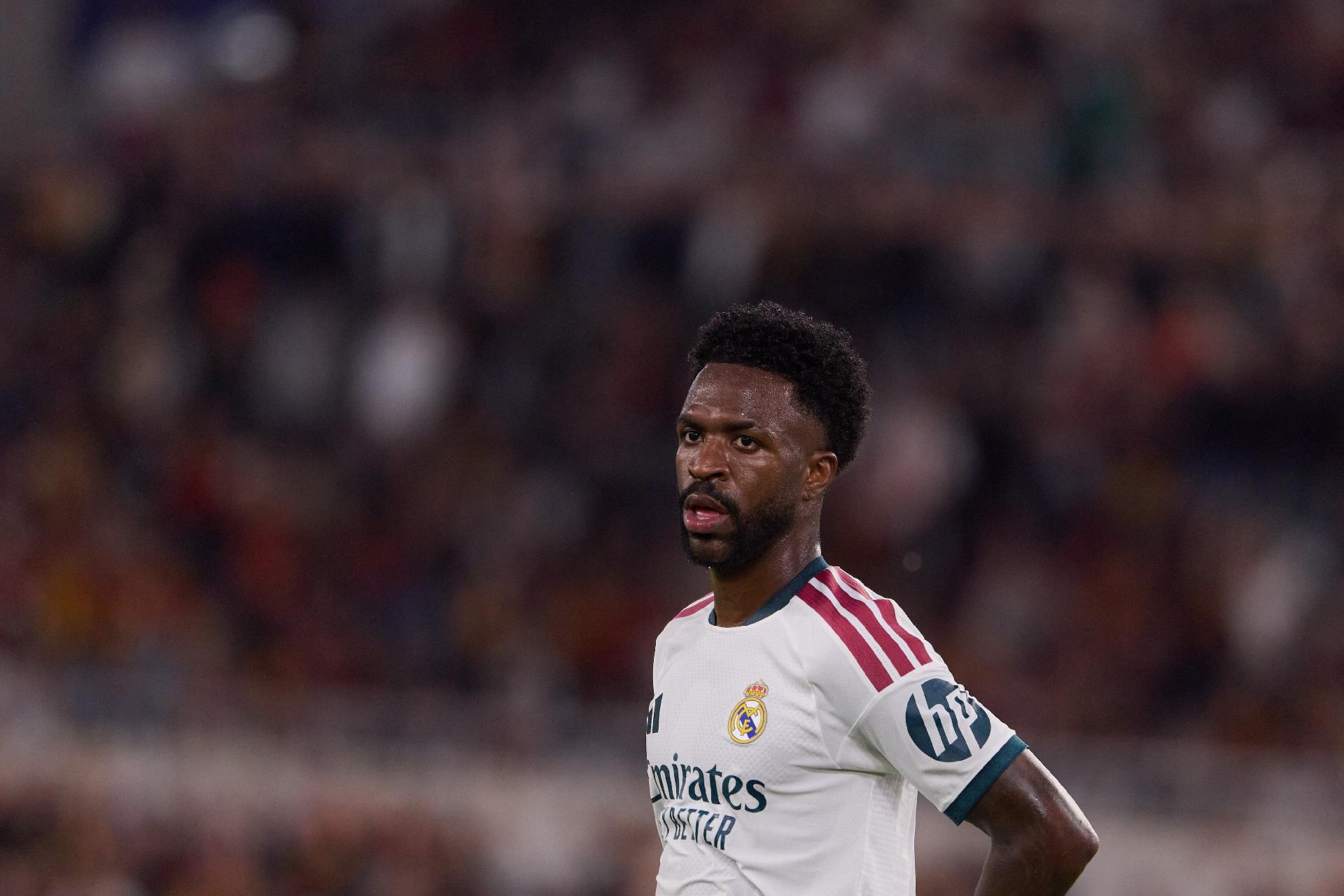 Vini Jr se lamenta durante Roma x Real Madrid pela Champions League - undefined