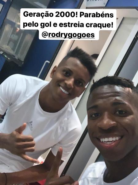 Rodrygo e Vinicius Junior comemora gols pelo Real Madrid - Reprodução/Instagram
