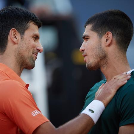 Novak Djokovic e Carlos Alcaraz no Masters 1000 de Madri - Xinhua/Meng Dingbo