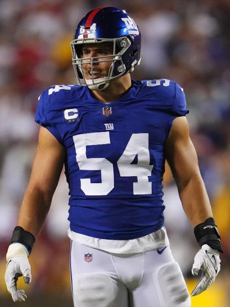 Blake Martínez defendendo as cores do New York Giants, da NFL. - Cooper Neill/Getty Images