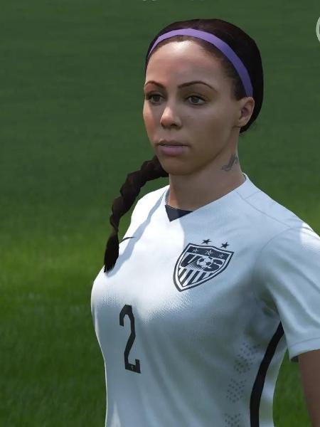 Avatar da atacante norte-americana Sydney Leroux no Fifa 2016 tinha seios exagerados - Reprodução