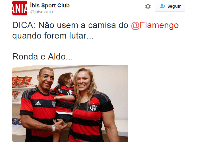 O Íbis não perdeu a oportunidade de zoar o Flamengo após derrota de José Aldo - Reprodução/Twitter