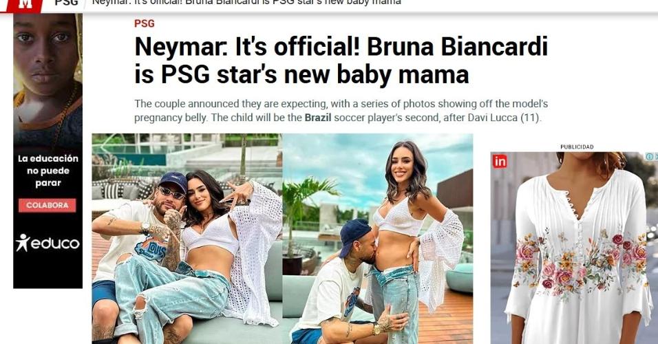 Jornal Marca repercute filho de Neymar com Bruna Biancardi
