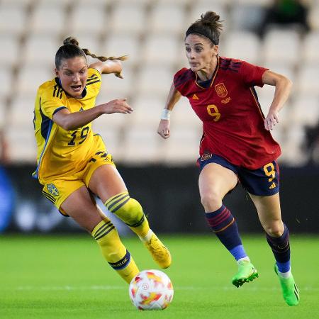 Amistoso do futebol feminino entre Suécia e Espanha, disputado em 2022