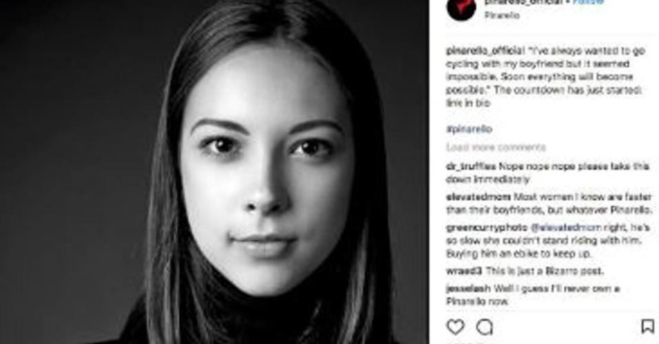 Post no Instagram da empresa de bicicletas Pinarello, que foi acusado de ser sexista