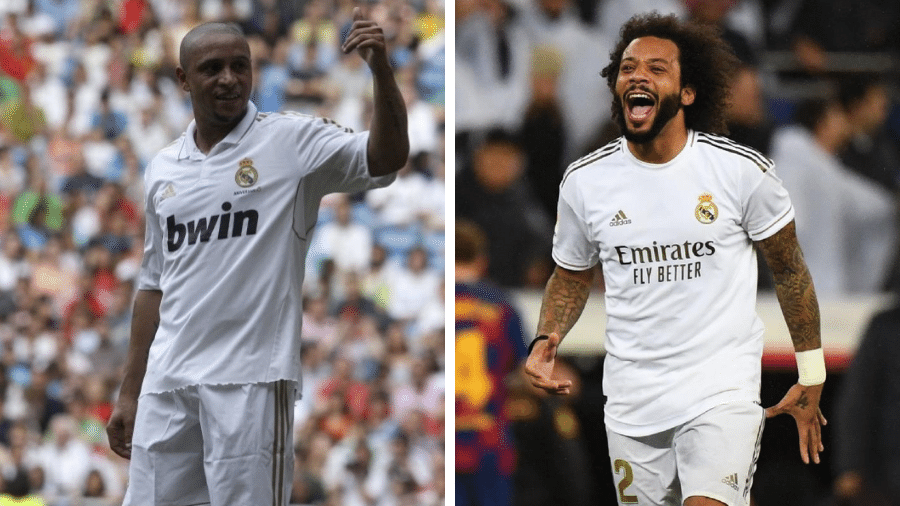 Roberto Carlos e Marcelo no Real Madrid: lendas da lateral esquerda - Víctor Lerena/EFE e Gabriel Bouys/AFP