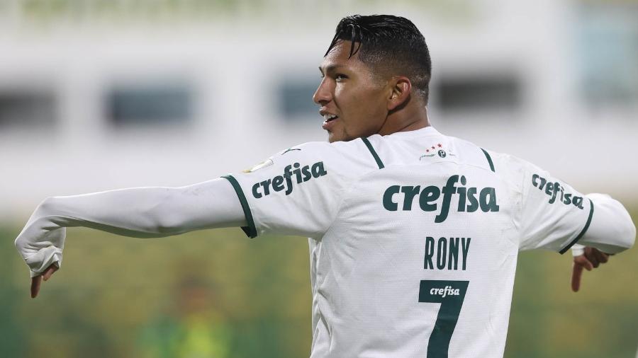 Rony, jogador do Palmeiras, comemora seu gol contra o Defensa y Justicia, pela Libertadores - Cesar Greco