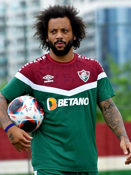 Marcelo durante treino do Fluminense no CT Carlos Castilho - Mailson Santana/Fluminense FC