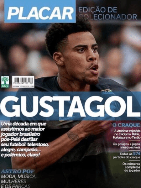 Corinthians recria capa da Placar e coloca Gustagol como maior pós-Pelé - Reprodução/Twitter