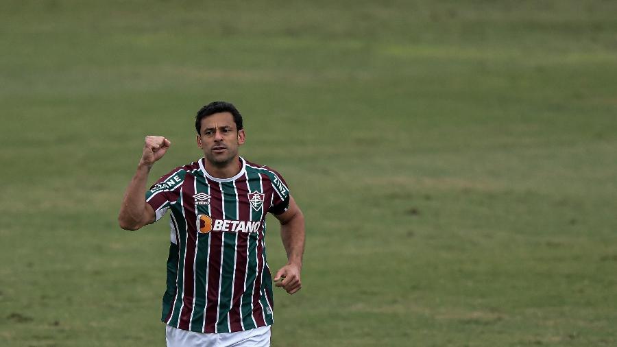 Fred comemora gol pelo Fluminense durante partida contra o Athletico-PR, pelo Campeonato Brasileiro - Thiago Ribeiro/Thiago Ribeiro/AGIF