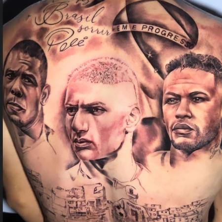 Richarlison mostra tatuagem "quase pronta" com seu rosto, de Neymar e de Ronaldo - Reprodução/Instagram @richarlison