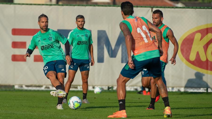 Diego, Arrascaeta, Thiago Maia e Pedro em treino do Flamengo - Alexandre Vidal / Flamengo