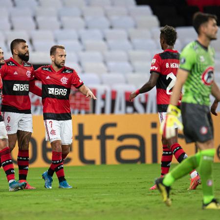 O Flamengo de Everton Ribeiro, Gabigol, Arrascaeta, Bruno Henrique e Gerson vence La Calera pela Libertadores - Jorge Rodrigues/AGIF
