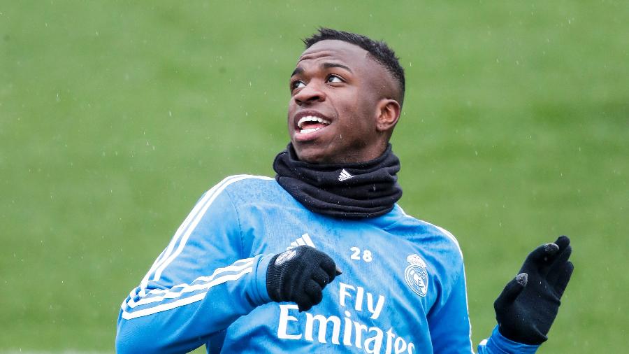 Vinicius Junior durante treinamento do Real Madrid - David S. Bustamante/Soccrates/Getty Images