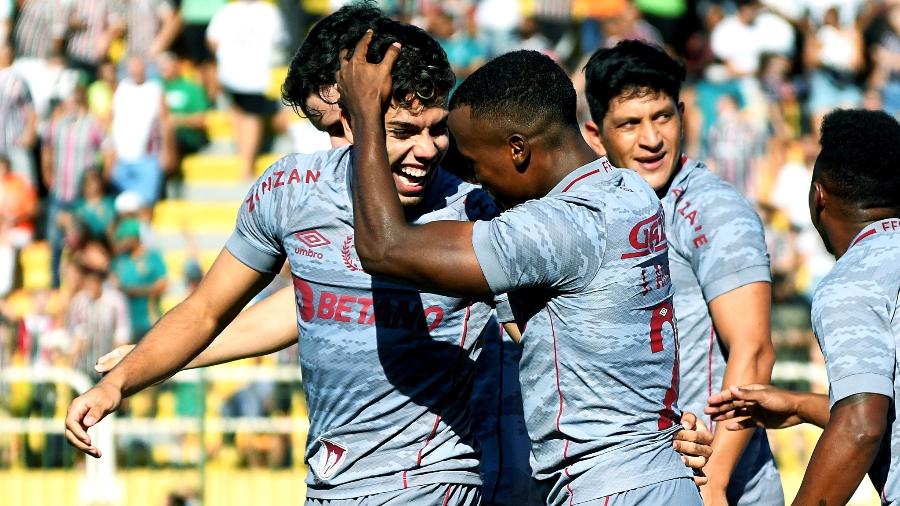 John Arias comemorando gol do Fluminense com Nonato - Mailson Santana/Fluminense FC