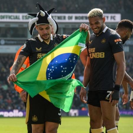 Bruno Guimarães e Joelinton têm músicas cantadas em suas homenagens durantes os jogos do Newcastle.