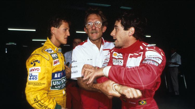 Discussão entre Michael Schumacher e Ayrton Senna em 1992