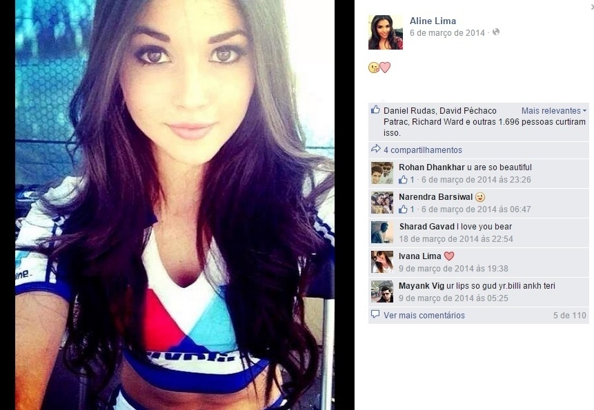 Aline Lima, modelo brasileira que deu o fora em Cristiano Ronaldo - Reprodução/Facebook