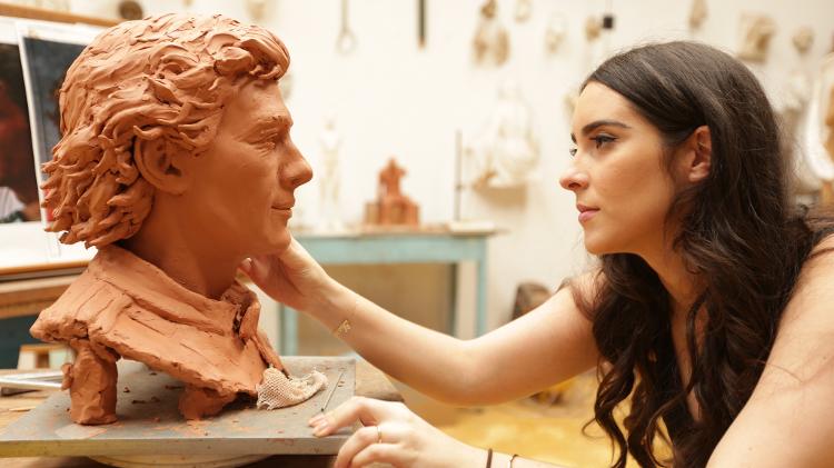 Paula Senna Lalli e a obra 'Mey Ayrton' - Instituto Ayrton Senna/Divulgação - Instituto Ayrton Senna/Divulgação