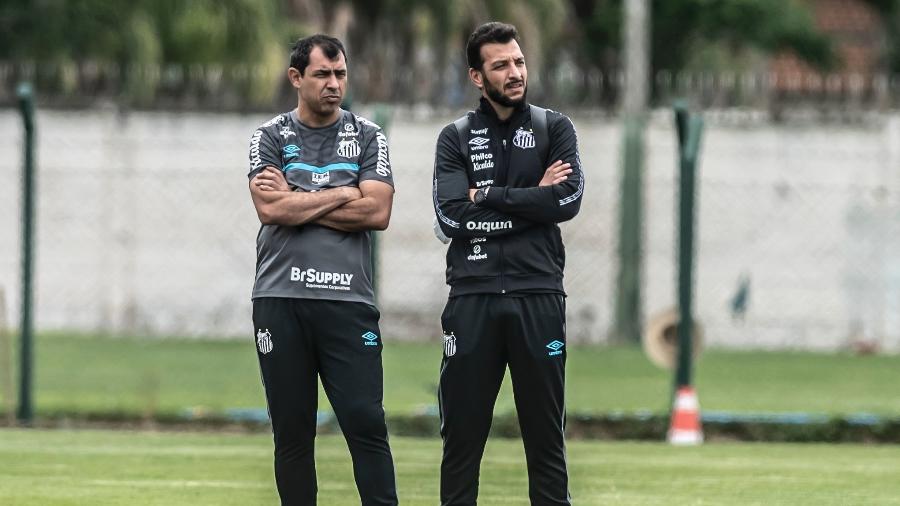 Fabio Carille e Edu Dracena em treino do Santos - Ivan Storti/Santos FC