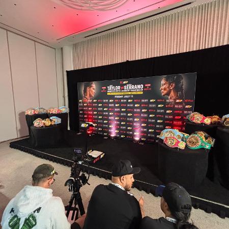 Pesagem oficial da luta entre Katie Taylor e Amanda Serrano aconteceu em um hotel, em Nova York Pesagem oficial da luta entre Katie Taylor e Amanda Serrano aconteceu em um hotel, em Nova York