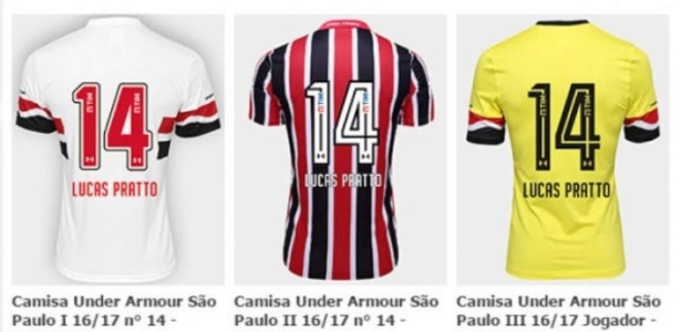 Loja do São Paulo indica que Pratto usará a camisa 14  - Reprodução/São Paulo Mania
