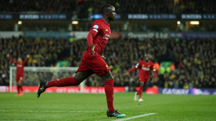Mané celebra gol do Liverpool contra o Norwich: time venceu o 25º jogo em 26 possíveis - Chris Radburn/Reuters