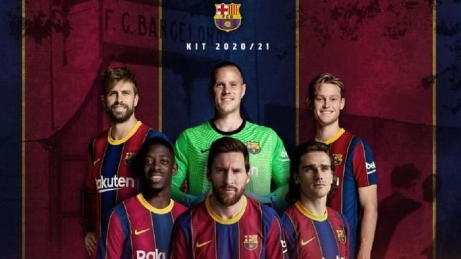 Promoção de novo uniforme do Barcelona tem Messi em destaque - Reprodução/Barcelona