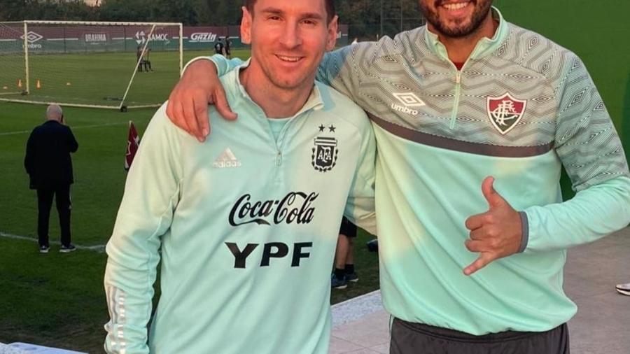 Messi e Nenê no Centro de Treinamento do Fluminense, Carlos Castilho - Instagram
