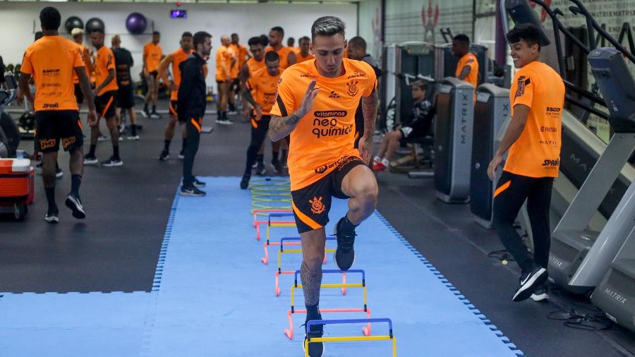 O treino do Corinthians foi na academia do CT Joaquim Grava  - Rodrigo Coca/ Ag. Corinthians 