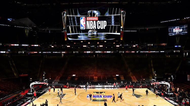 Quadra da final da NBA Cup na T-Mobile Arena, em Las Vegas