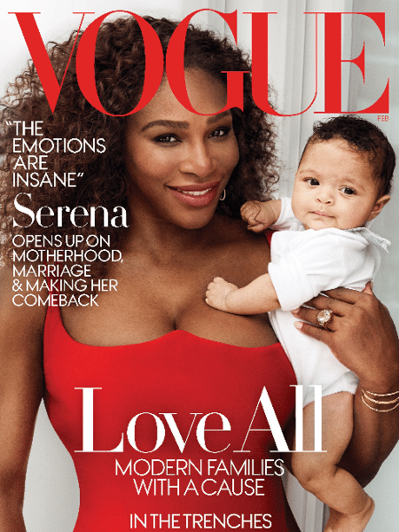 Serena Williams e a filha Olympia na capa da revista "Vogue" de fevereiro - Vogue/Reprodução