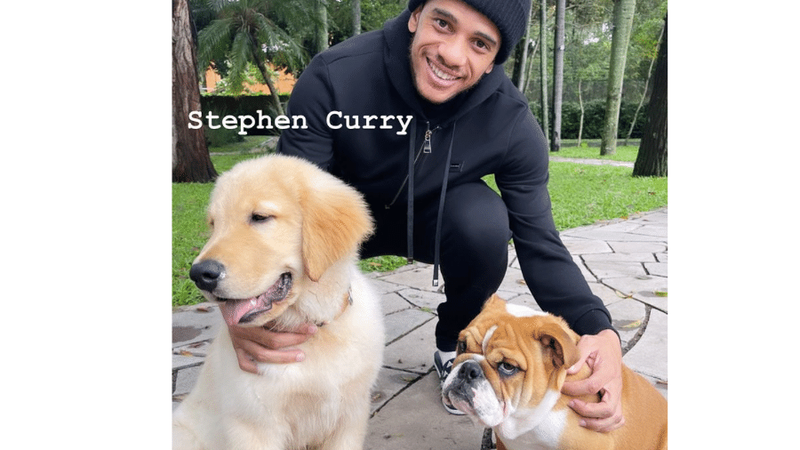 Taison posta foto acompanhado dos cachorros Curry e Klay Thompson - Instagram