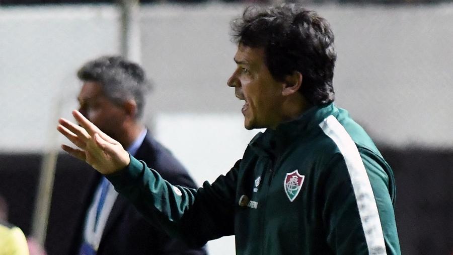 Fernando Diniz, técnico do Fluminense, em jogo contra o Santa Fe pela Sul-Americana - Jose ALMEIDA / AFP
