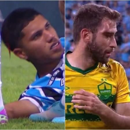 Zé Guilherme, do Grêmio, e Alan Empereur, do Cuiabá, sofreram lesões graves durante jogo