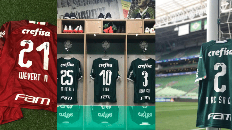 Camisas do Palmeiras sem as letras A, B e O - Reprodução/Twitter Palmeiras