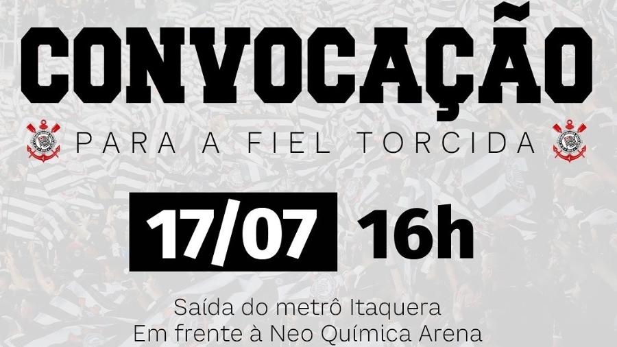 O Movimento Salve o Corinthians organiza uma reunião de torcedores na Neo Química Arena para apoiar os jogadores na partida contra o Atlético-MG - Reprodução/Movimento Salve o Corinthians