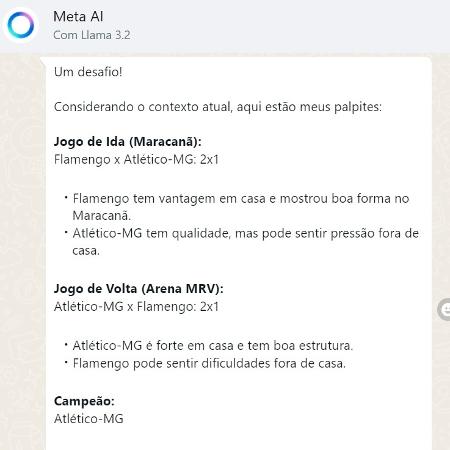 IA do WhatsApp fez suas apostas para as finais da Copa do Brasil