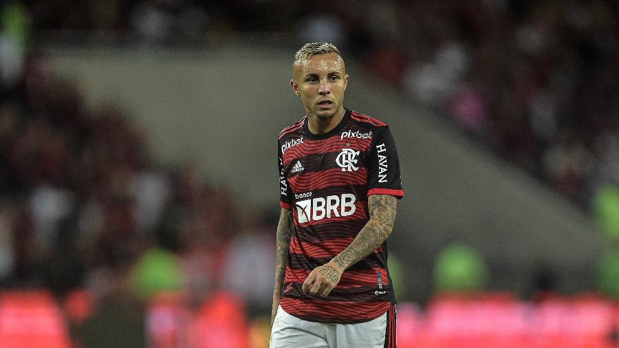 Everton Cebolinha jogador do Flamengo durante partida contra o Atlético-GO -  Thiago Ribeiro/AGIF