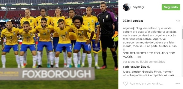 Mensagem de Neymar após eliminação do Brasil na Copa América  - Reprodução/Instagram