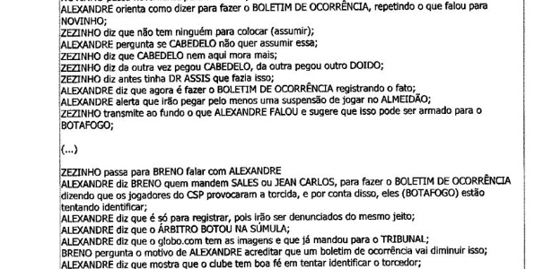 Alexandre Cavalcanti, vice jurídico do Botafogo-PB, em trecho de relatório da Polícia Civil - Reprodução - Reprodução