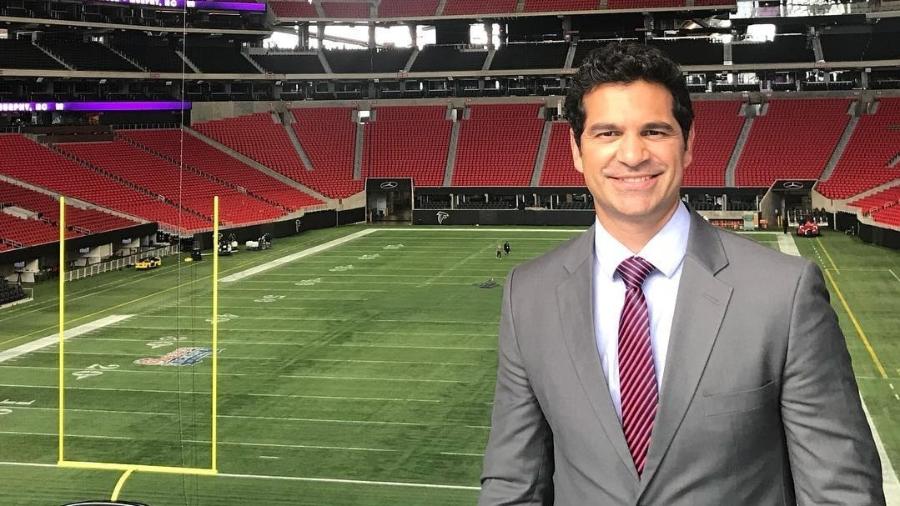 Paulo Antunes durante cobertura do Super Bowl - reprodução/Instagram