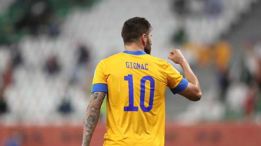 Gignac comemora gol do Tigres contra o Palmeiras na semifinal do Mundial de Clubes - Fadi El Assaad - FIFA/FIFA via Getty Images