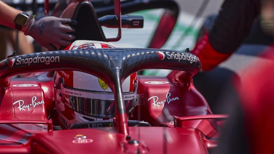 Charles Leclerc, pole position para o GP da França, durante a sessão classificatória em Paul Ricard  - Ferrari