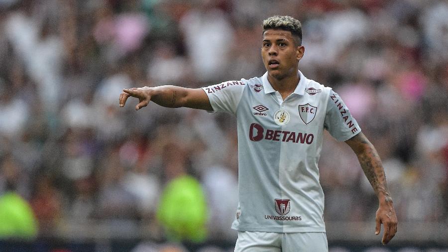 Matheus Martins, do Fluminense, durante partida contra o Cuiabá no Brasileirão - Thiago Ribeiro/AGIF