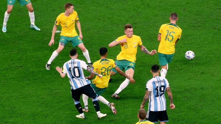 Messi kicked in with his left leg to open the scoring in Argentina v Australia, World Cup Round of 16 match - Paul Childs/Reuters - Paul Childs/Reuters