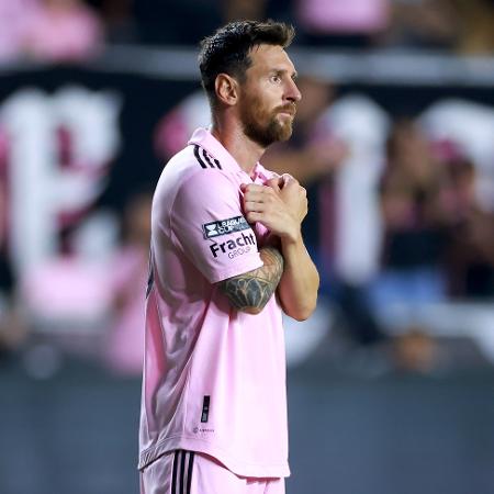 Messi comemora gol marcado na partida entre Inter Miami e Orlando City