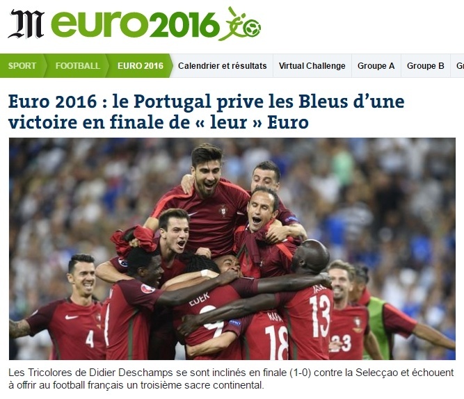 Jornal Le Monde repercute derrota francesa na Euro 2016