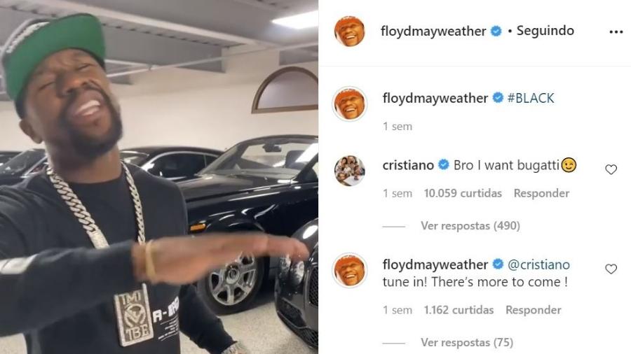 Mayweather mostra coleção de carros e CR7 "pede" Bugatti - Reprodução/Instagram