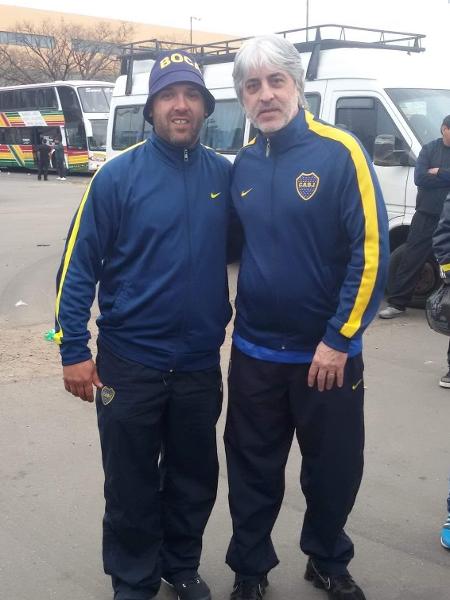 Leonardo Ponzo (à esquerda), argentino preso por racismo em Corinthians x Boca, em foto ao lado a Rafael Di Zeo em 2020 - Reprodução/Facebook
